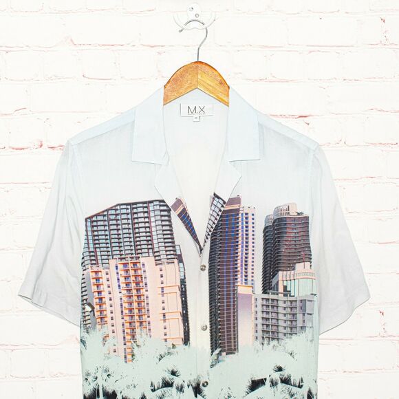 MAXIME SIMOENS MX Men's Building Palm Button up Shirt Size Medium - Picture 5 of 10